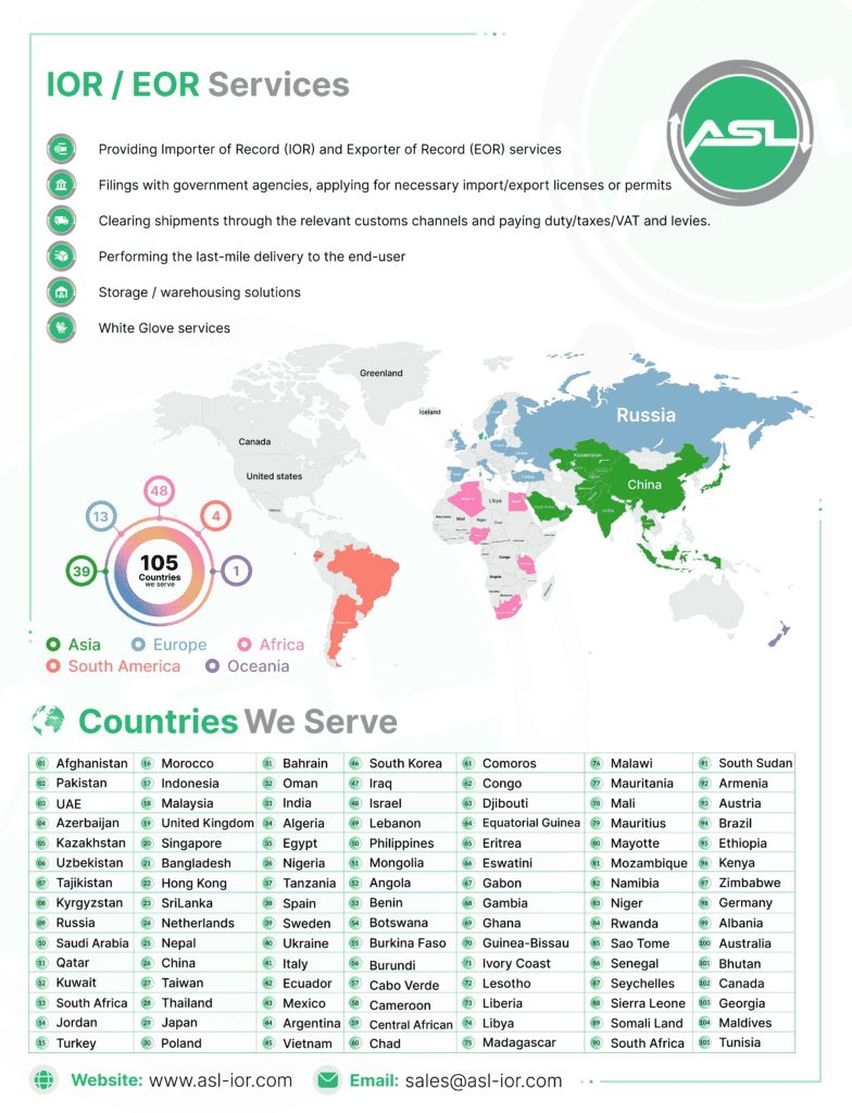 ASL IOR EOR Services Global Trade location